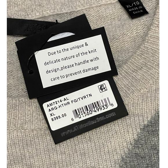 Anthony Thomas Melillo ATM XL NWT Mens Argyle Cashmere Crewneck Sweater Grey - Picture 3 of 6